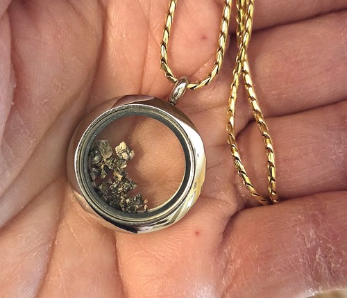 Silver moon rock locket - moon, lunar